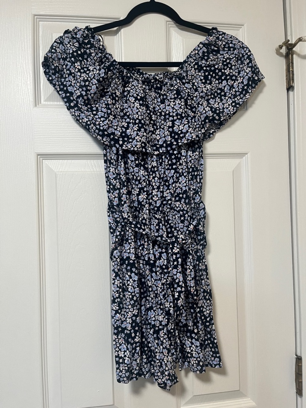 H&M Navy Floral Off-Shoulder Romper